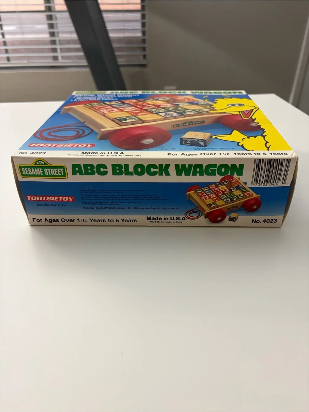 Vtg 1997 Sesame Street Wooden ABC Block Wagon Pull Toy | Tootsietoy Preschool